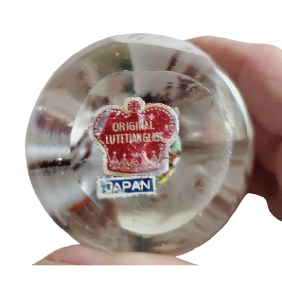 Vintage Hand Blown Paperweight Egg Shaped Art Glass Jack in Pulpit Flower - Picture 5 of 8